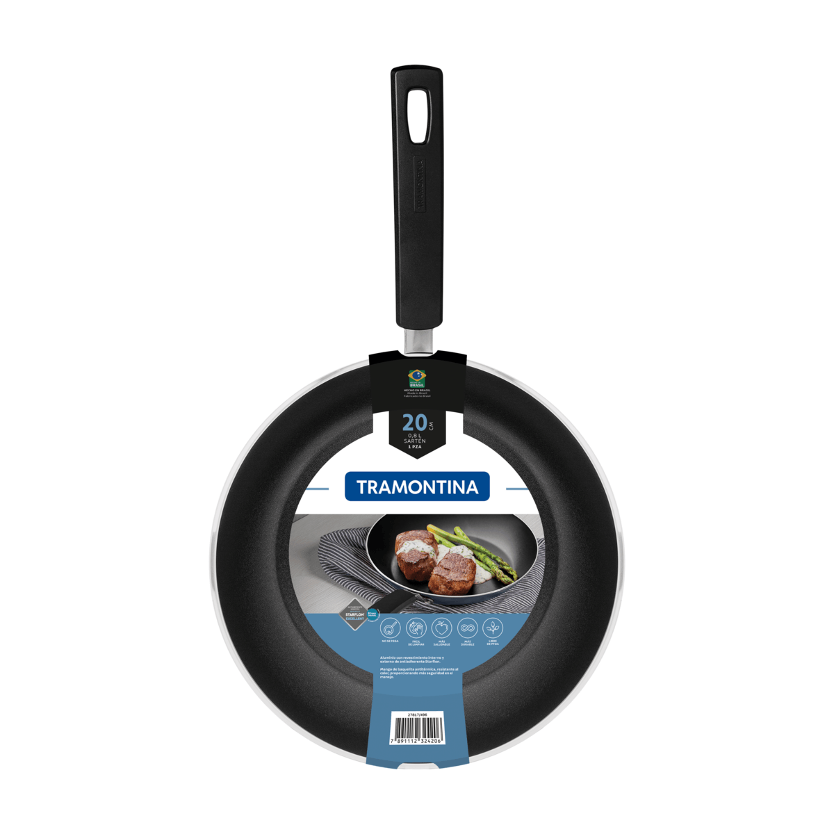 Sartén Tramontina Sicília en Aluminio con Revestimiento Interno y Externo en Antiadherente Starflon Excellent Azul 20 cm 0,8 L